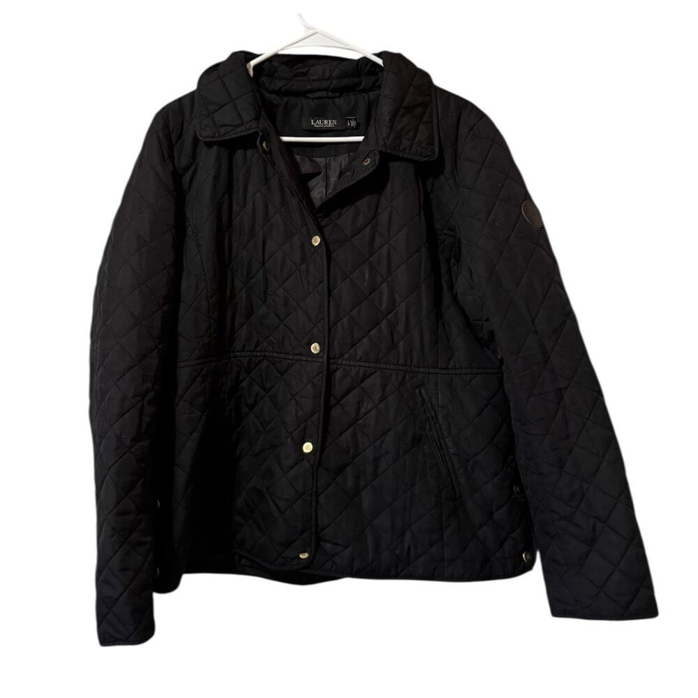 Ralph Lauren Women Quilted Jacket Size Large Button Front Pockets Classic READ